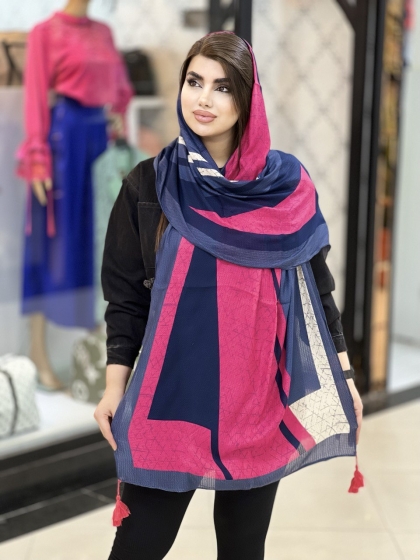 شال نخی ژاکارد منگوله دار کد1610