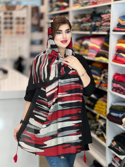 شال نخی ترک منگوله دار کد 1029