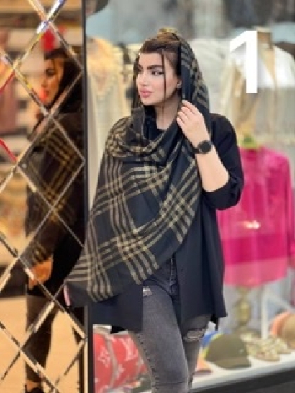 شال نخی لمه طلایی مشکی کد2071