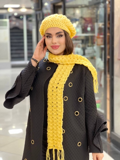 کلاه و شال دستبافت کد 708