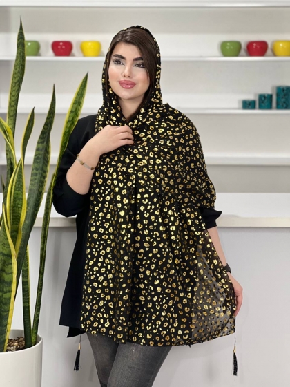 شال نخ و حریر اشکی طلاکوب کد 1180