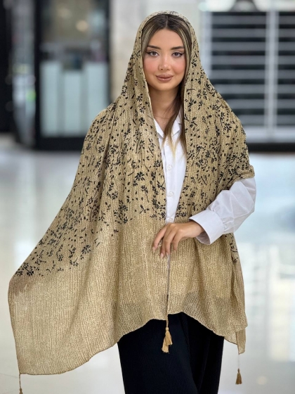 شال نخی صابونی منگوله دار کد 2765