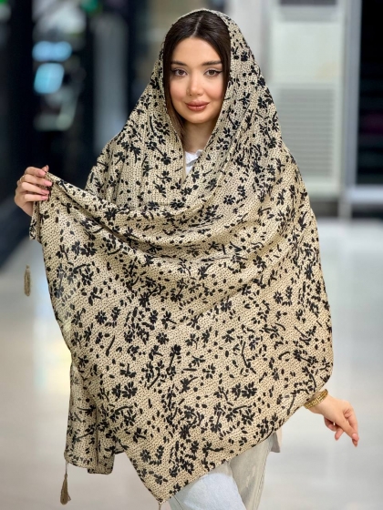 شال نخی ژاکارد منگوله دار کد 2500
