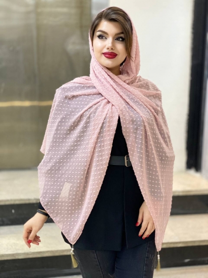 شال نخ و حریر خالدار منگوله دار کد 342