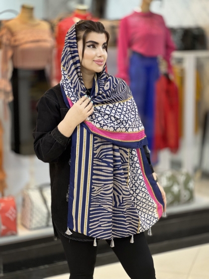 شال نخی بهاره منگوله دار کد1593