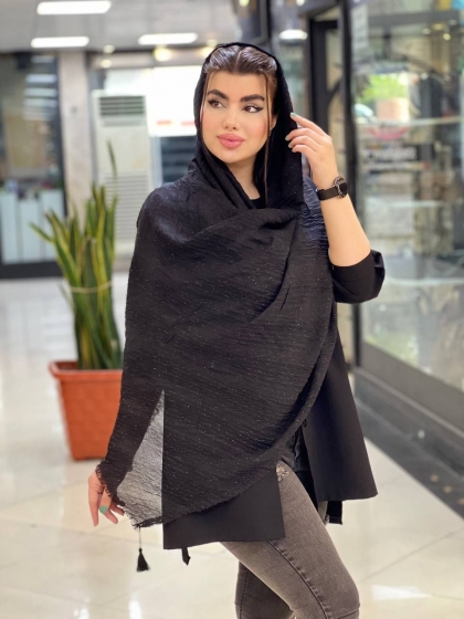 شال نخی پلیسه اکلیلی منگوله دار کد 2078
