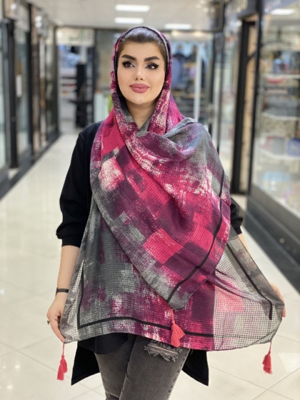 شال نخی ژاکارد منگوله دار کد 401