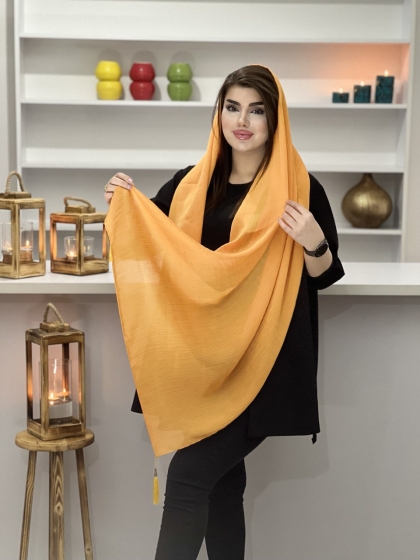 شال حریر ساده منگوله دار کد1120