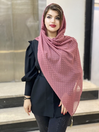 شال نخ و حریر خالدار منگوله دار کد 264