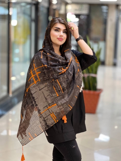 شال نخی ژاکارد منگوله دار کد 1045