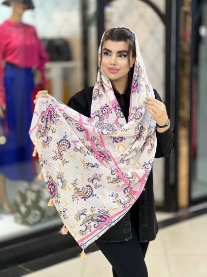 شال نخی بهاره منگوله دار کد 1591
