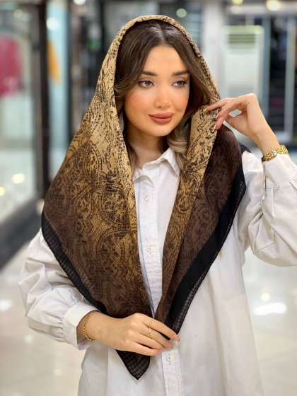 روسری گارزا ژاکارد دور دست دوز کد 2476
