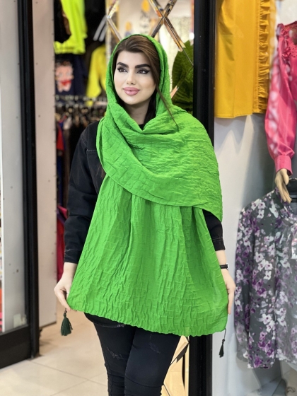 شال نخی پلیسه مربعی اعلاء منگوله دار کد 1672