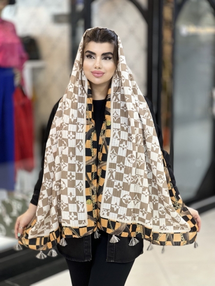 شال نخی بهاره منگوله دار کد 1596