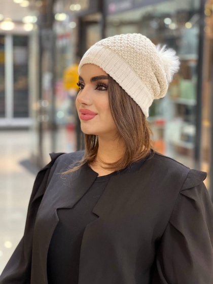 کلاه بافت لمه دار کد 671