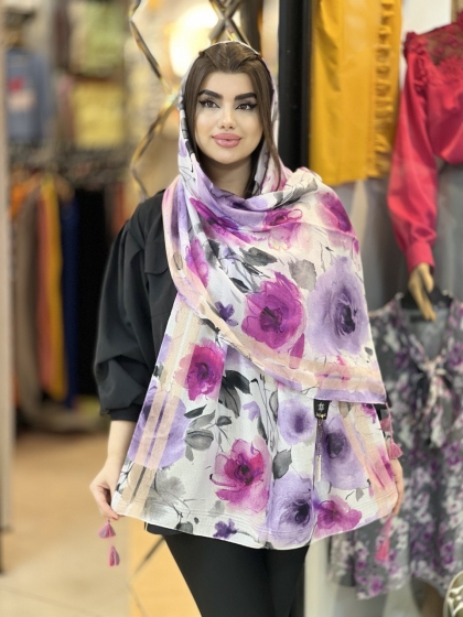 شال نخی بهاره منگوله دار کد1712