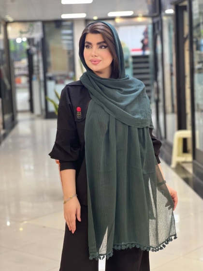 شال نخی کنفی منگوله دار کد 2046