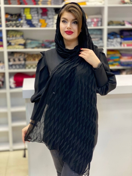 شال پلیسه کرپ منگوله دار کد389