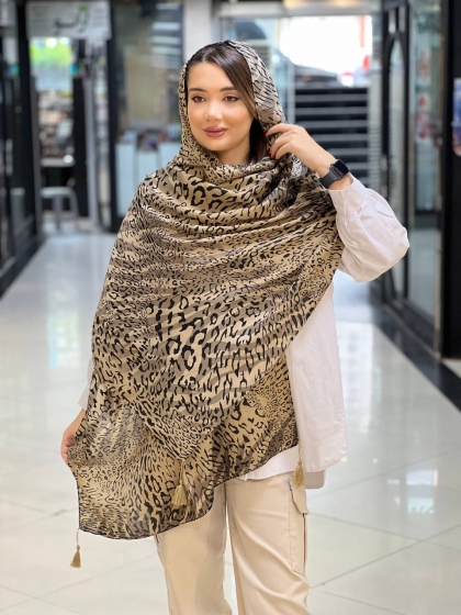 شال صابونی پلنگی منگوله دار کد 2237