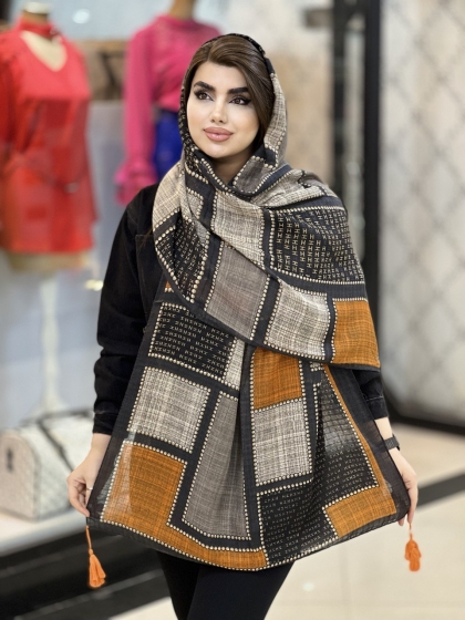 شال نخی ژاکارد منگوله دار کد1645