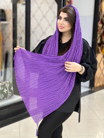 شال نخی پلیسه مربعی منگوله دار کد 1841