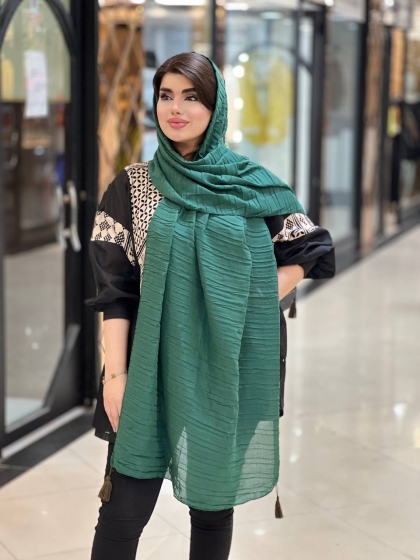 شال نخی پلیسه چروک منگوله دار کد1009