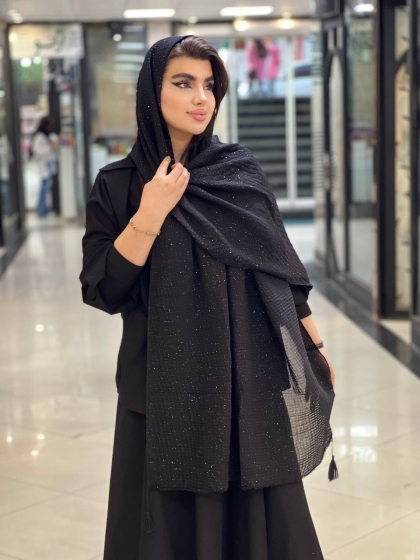شال اکلیلی پلیسه منگوله دار کد2040