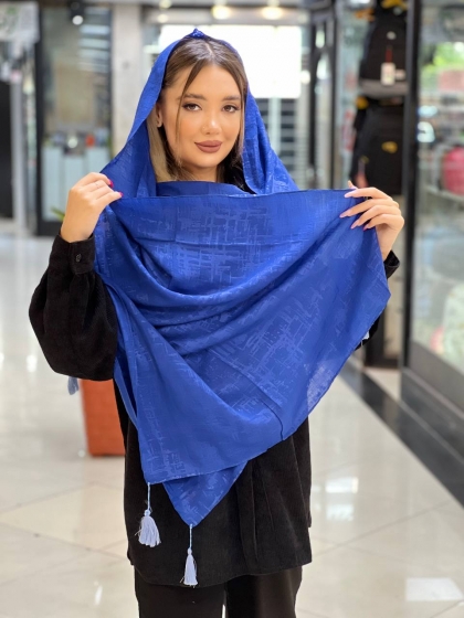 شال نخی دور دوخت منگوله دار کد 2171