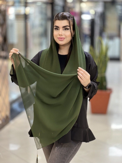 شال حریر ساده منگوله دار کد 1769