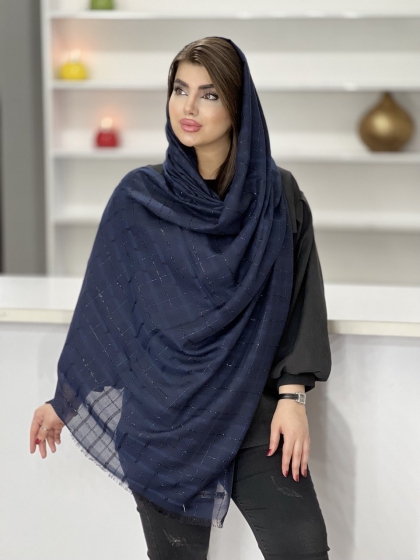 شال نخی شطرنجی لمه دار کد 1476