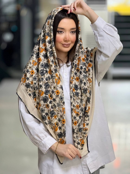 روسری گارزا ژاکارد دست دوز کد 2623