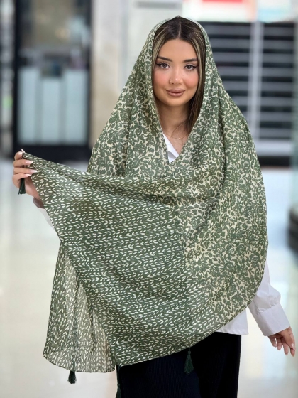 شال نخی صابونی منگوله دار کد 2762