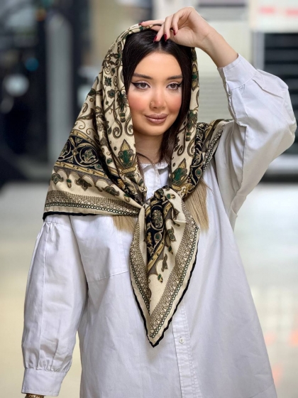 روسری گارزا ژاکارد دست دوز کد 2619