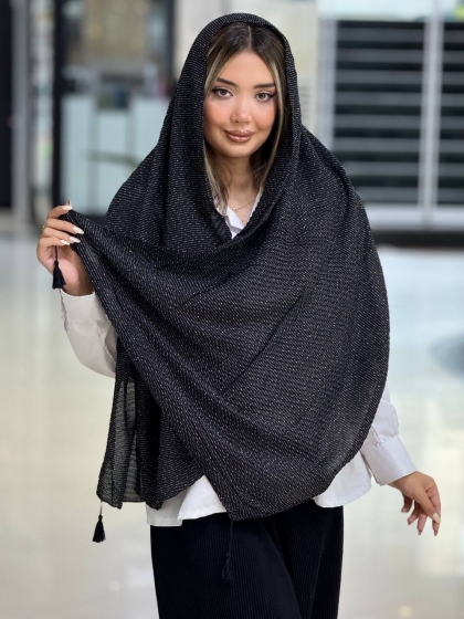 شال نخی برفکی منگوله دار کد 2852