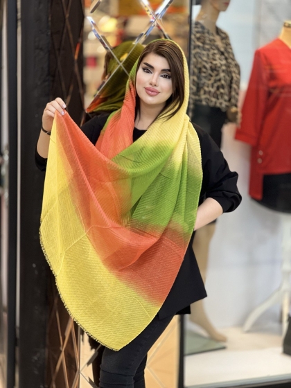 شال نخی پلیسه طیفی لمه دار کد 1213