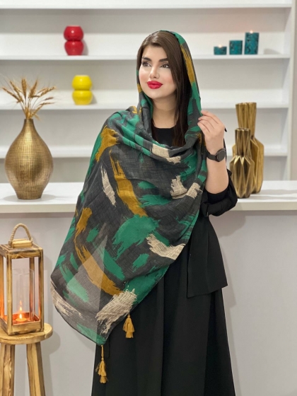 شال نخی سی آی اسکارف منگوله دار کد1075