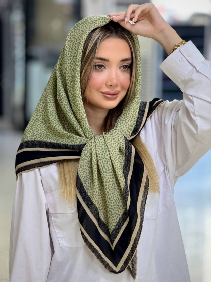 روسری گارزا ژاکارد دور دست دوز کد 2739
