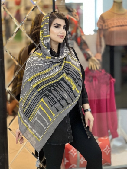 شال نخی ژاکارد منگوله دار کد1612