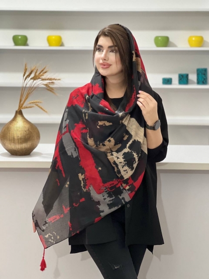 شال نخی دور دوخت منگوله دار کد 1094