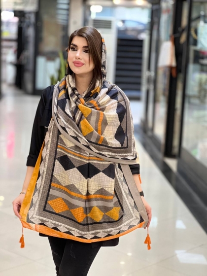 شال نخی حصیری منگوله دار کد 1043