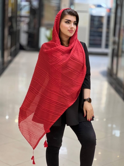 شال نخی پلیسه منگوله دار کد919