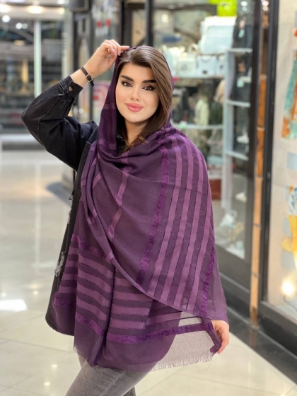 شال نخی راه راه مخمل بهاره کد 843
