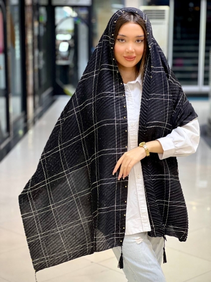 شال نخی زارا پلیسه کار شده کد 2480