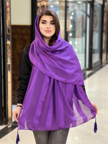 شال لانا راه راه منگوله دار کد872