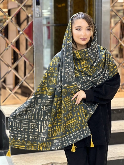 شال کشمیر پاییزه منگوله دار کد2214