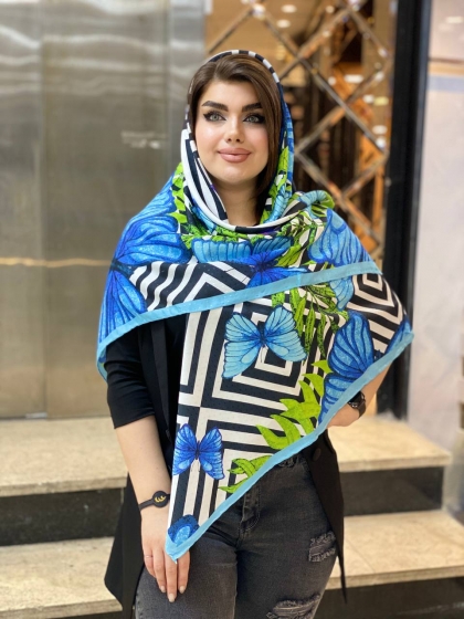 روسری نخی دور دست دوز کد 348