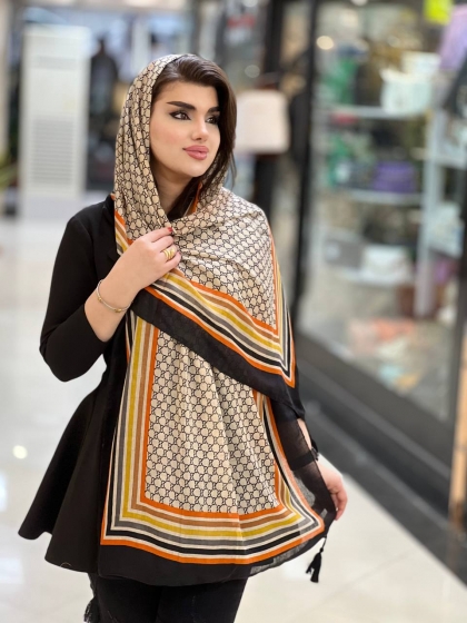 شال نخی ترک دور دوخت منگوله دار کد 969
