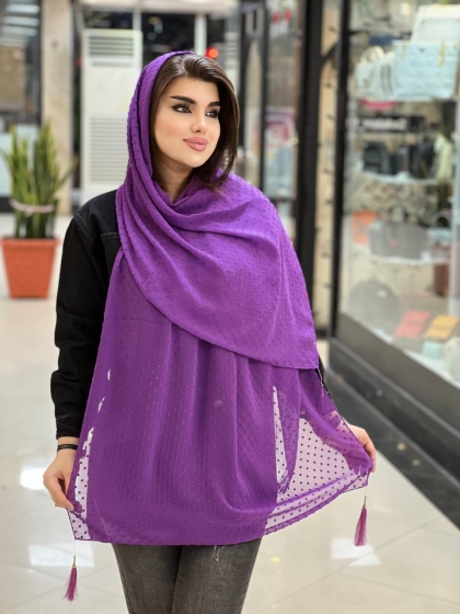 شال نخ و حریر اشکی منگوله دار کد862