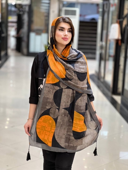 شال نخی ژاکارد منگوله دار کد 1048