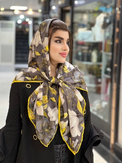 روسری حریر دور دست دوز کد 759
